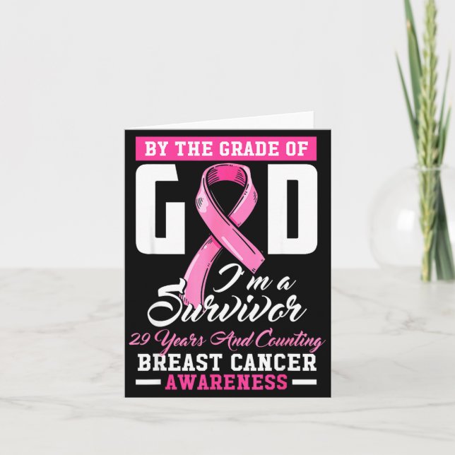 By The Grace Of God Survivor 29 Year Breast Cancer Card (Front)