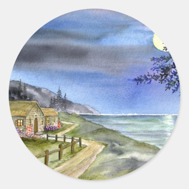 By the light of the silvery moon classic round sticker (Front)