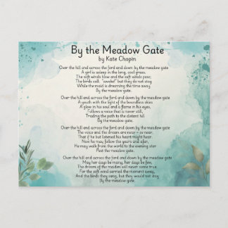 By the Meadow Gate Poem Postcard * Kate Chopin