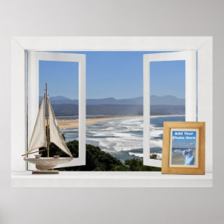 By the Ocean -- Customisable Open Window View Poster