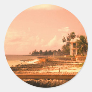 By The Ocean (Peach Tone) Classic Round Sticker