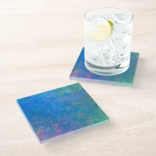 By the Sea Alcohol Ink, Abstract Acrylic Pour Glass Coaster