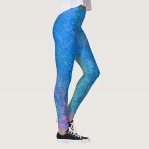 By the Sea Alcohol Ink, Abstract Acrylic Pour Leggings