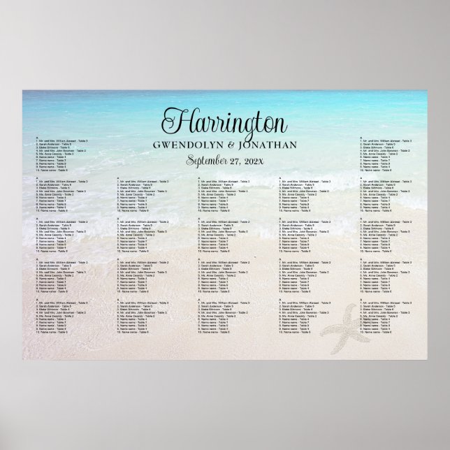 By the Sea Beach Wedding Reception Seating Chart (Front)
