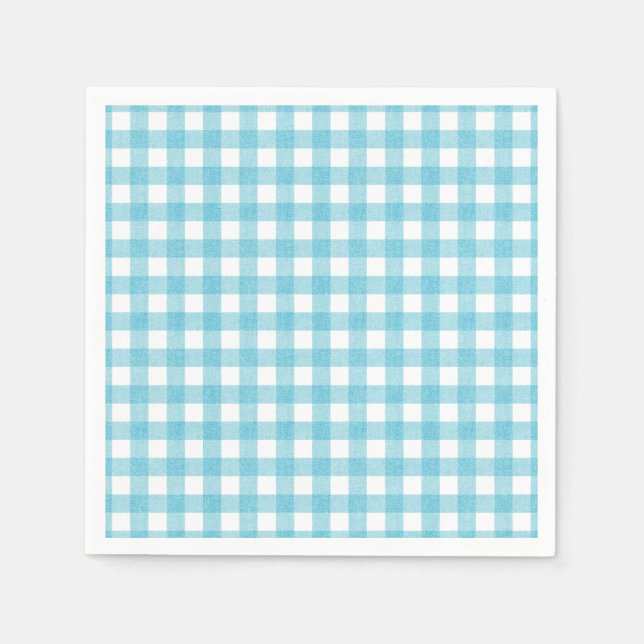 By The Sea Gingham Paper Napkin (Front)