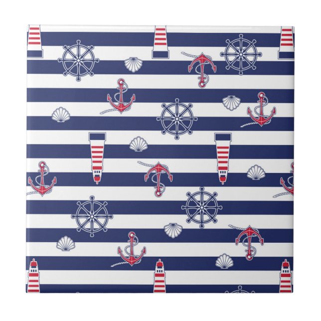 By The Sea Pattern Ceramic Tile (Front)