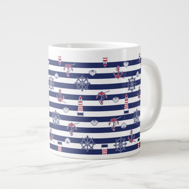By The Sea Pattern Large Coffee Mug (Front Right)