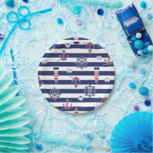 By The Sea Pattern Paper Plate