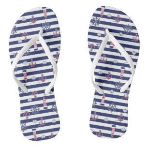 By The Sea Pattern Thongs