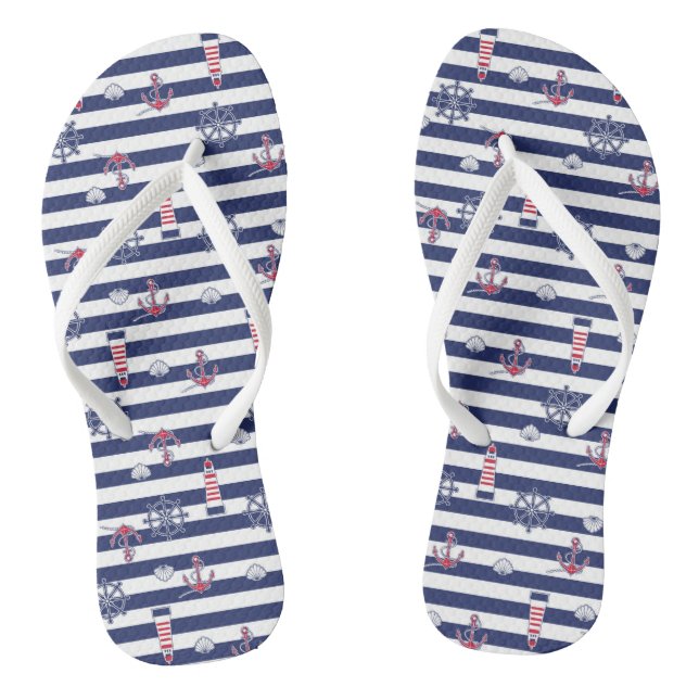 By The Sea Pattern Thongs (Footbed)