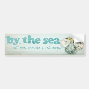 By the sea shells beach car bumper sticker