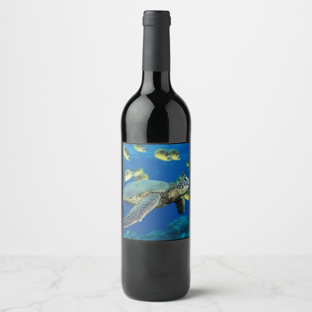 By the Sea Turtle Wine Label (Front)