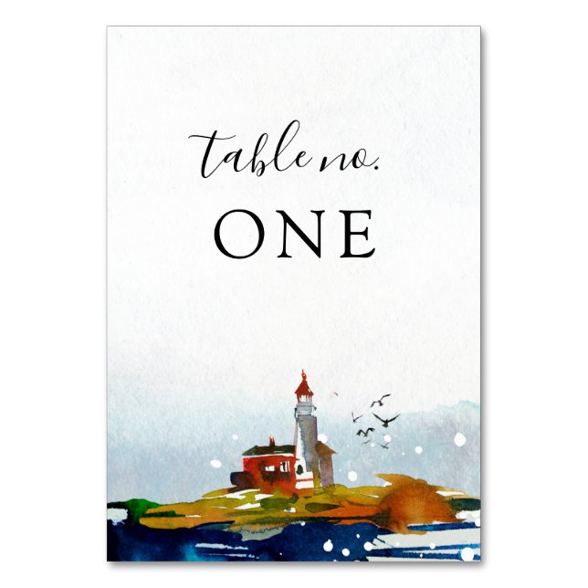 By The Sea Wedding Table Card (Front)