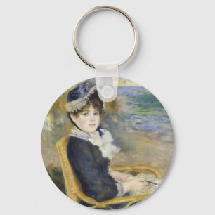 By the Seashore, Oil Painting Portrait, Renoir Key Ring