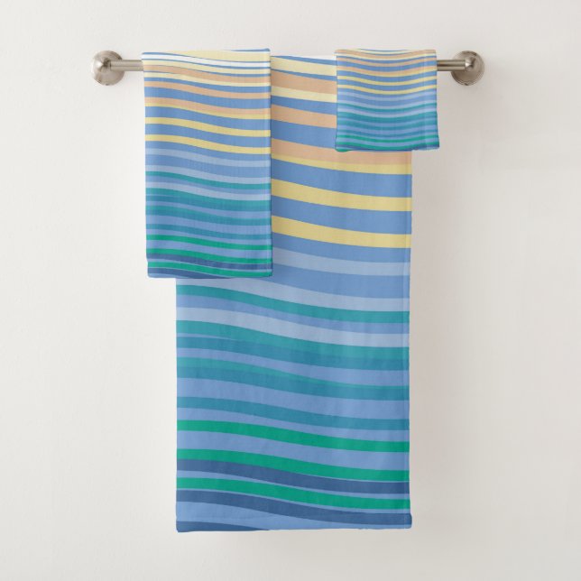 By the seaside beach sand and waves bath towel set (Insitu)
