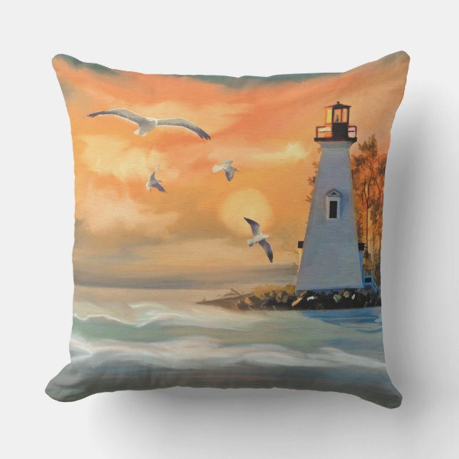By The Seaside Outdoor Throw Pillow (Front)