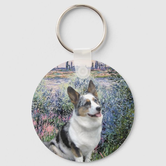 By the Seine - Merle Welsh Corgi Key Ring (Front)