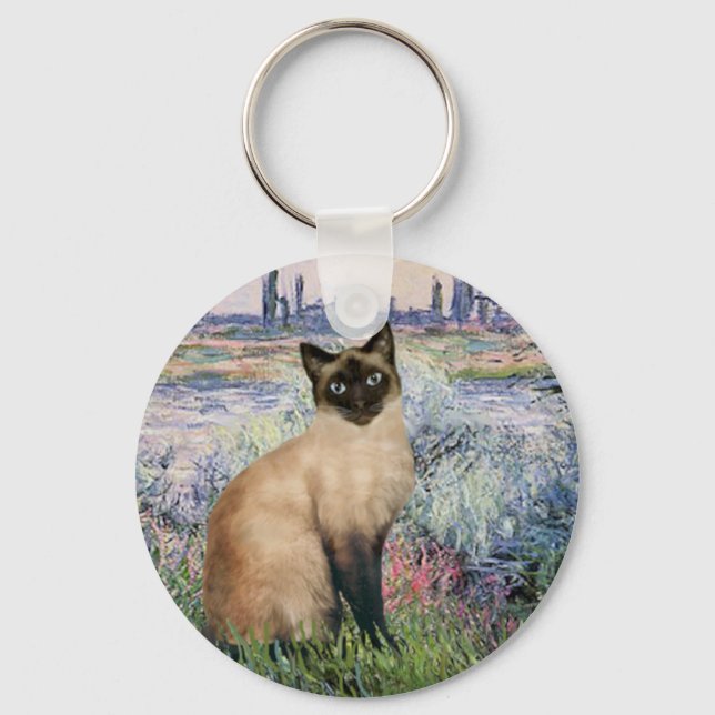 By the Seine - Seal Point Siamese cat Key Ring (Front)