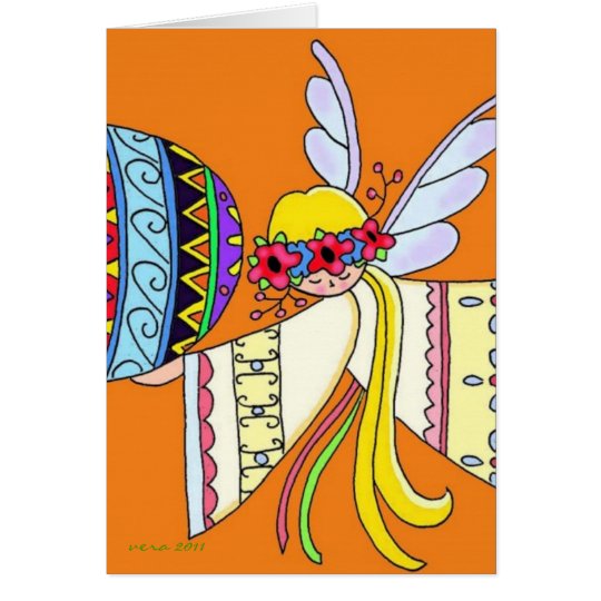 By the Wings of an Angel Ukrainian Folk Art Card
