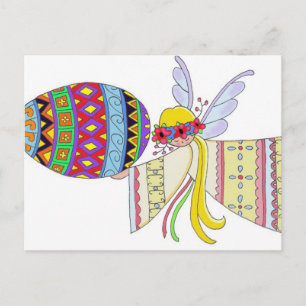 By the Wings of an Angel Ukrainian Folk Art Postcard