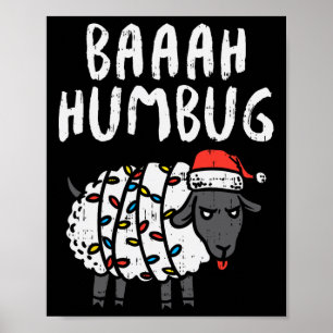 Byaah Humbug Sheep Xmas Lights Fun Anti Christmas Poster
