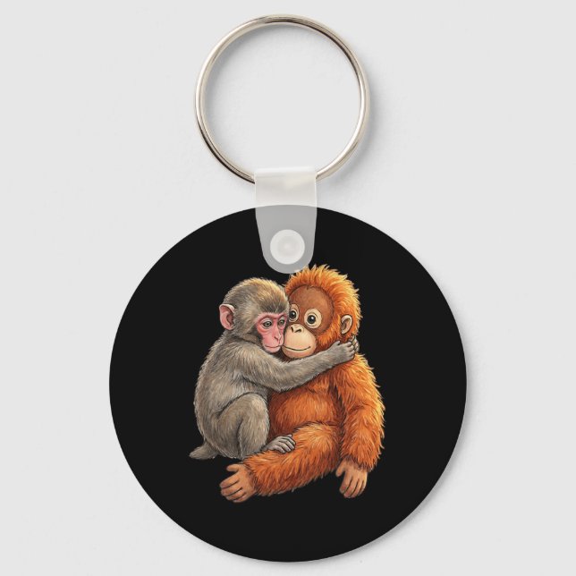 Byby Macaque Hugging Plush Cute Monkey Monkey Punc Key Ring (Front)
