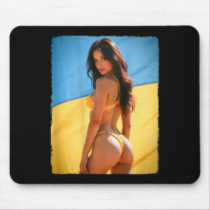 Byck Print T Shirt - Y Bikini Girl And Ukraine Fla Mouse Pad