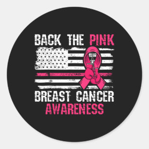 Byck The Pink Breast Cancer Awareness American Fla Classic Round Sticker