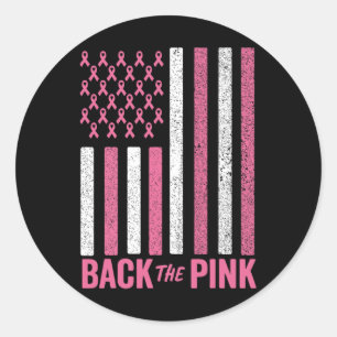 Byck The Pink Breast Cancer Awareness Flag Men Wom Classic Round Sticker