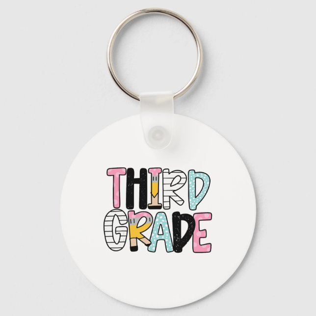 Byck To School Third Grade Teacher First Day Of 3r Key Ring (Front)