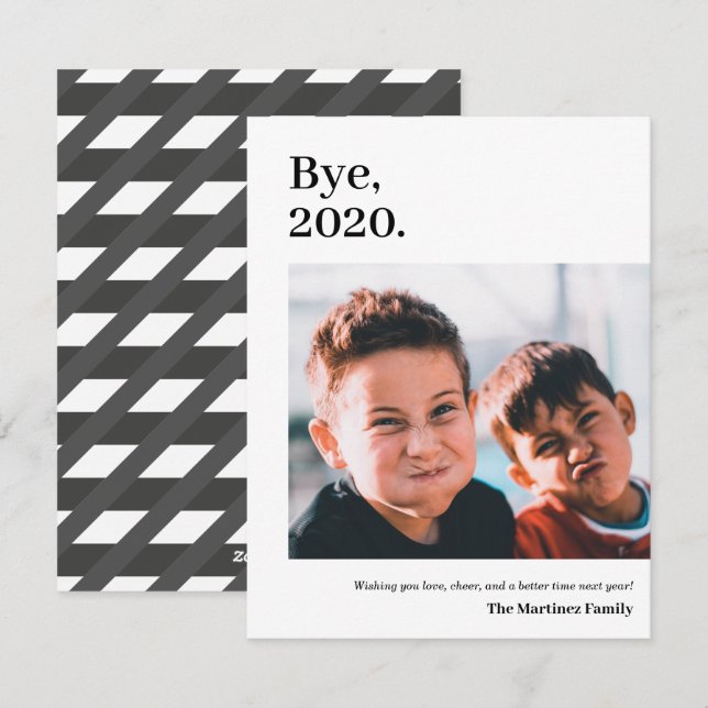 Bye, 2020. Funny Modern Photo Holiday Card (Front/Back)