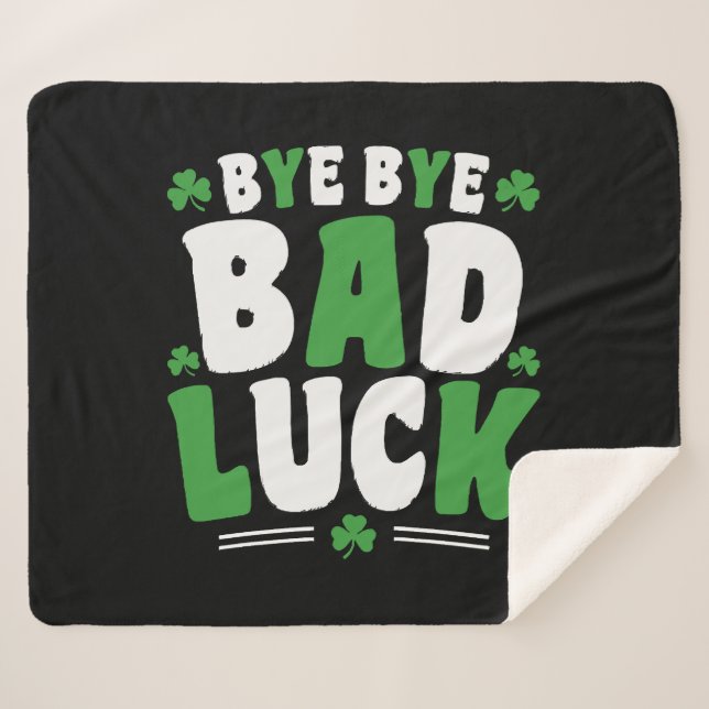 Bye Bye Bad Luck Sherpa Blanket (Front (Horizontal))
