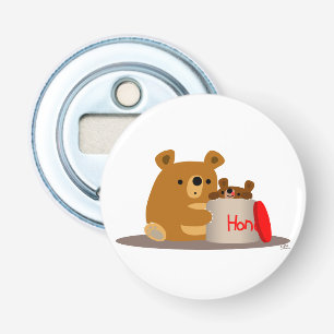 Bye Bye Honey! Cartoon Bears Button Bottle Opener