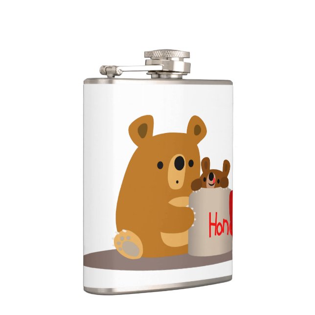 Bye Bye Honey! Cute Cartoon Bears Hip Flask (Right)