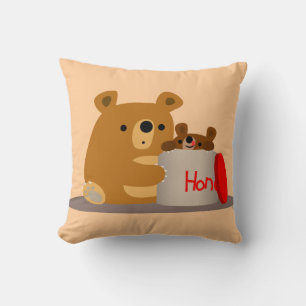 Bye Bye Honey! Cute Cartoon Bears Pillow