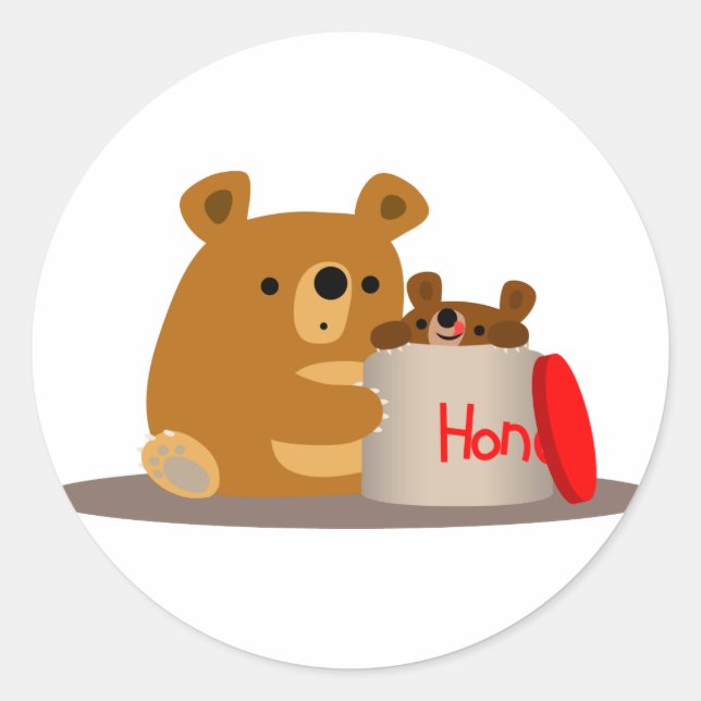 Bye Bye Honey! Cute Cartoon Bears Sticker (Front)