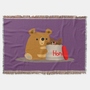 Bye Bye Honey! Cute Cartoon Bears Throw Blanket