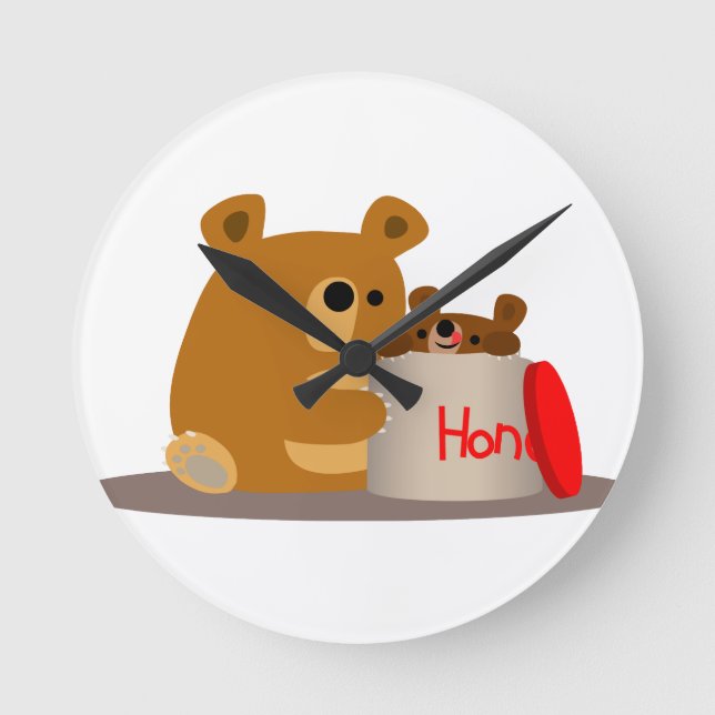 Bye Bye Honey! Cute Cartoon Bears Wall Clock (Front)