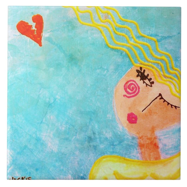Bye Bye Love Abstract Painting Ceramic Tile (Front)