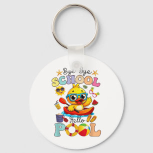 Bye Bye School Hello Pool Summer Break Funny Duck Key Ring