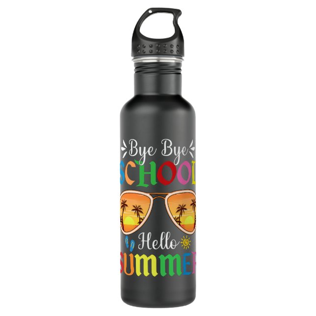 bye bye school hello summer 710 ml water bottle (Front)