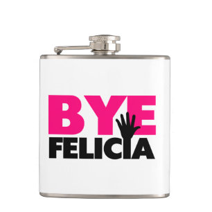 Bye Felicia Hand Wave Hot Pink Hip Flask