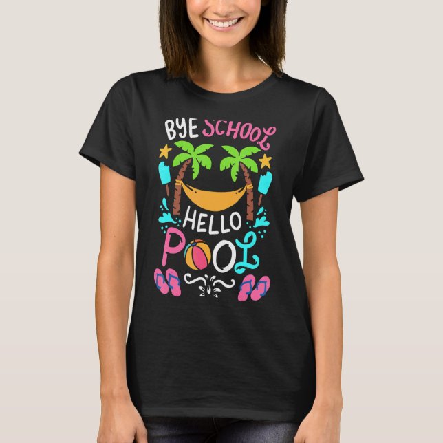 Bye School  Beach  Ball Hammock T-Shirt (Front)