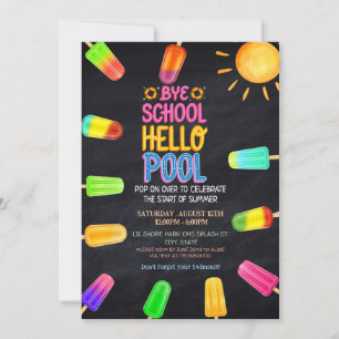 Bye school hello pool party invitation