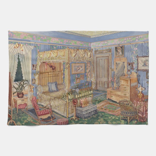 Bygone Old Fashioned Charm Tea Towel (Horizontal)