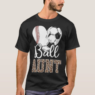 Byll Aunt Heart Bysebyll Soccer Aunt Leopard T-Shirt