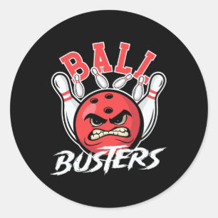 Byll Busters Bowling Couple Bowler Bowling Alley B Classic Round Sticker