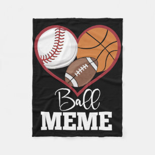 Byll Meme Bysebyll Footbyll Bysketbyll Heart Fleece Blanket