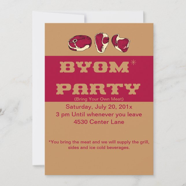 BYOM (Bring Your Own Meat) BBQ Invitation (Front)