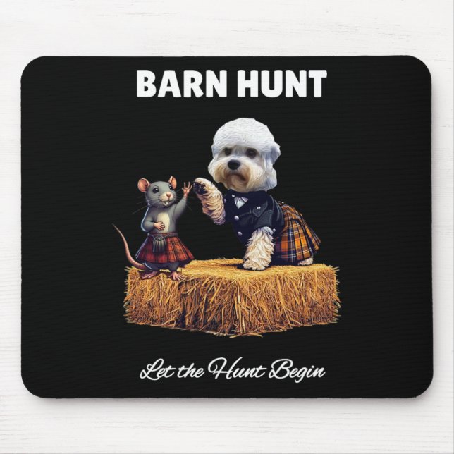 Byrn Hunt Lover - Cute Rat And Dandie Dinmont Dog  Mouse Pad (Front)